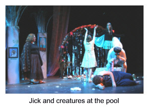 Jick and creatures gather at the pool