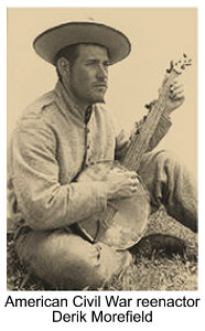 Confederate Re-enactor Derik Morefield playing banjo