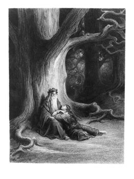 The Enchanter Merlin and Vivien in the Forest of Broceliande by Dore