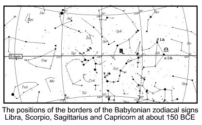 The positions of the borders of the Babylonian zodiacal signs Libra, Scorpio, Sagittarius and Capricorn at about 150 BCE