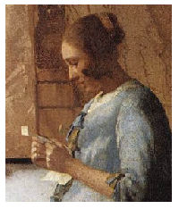Picture of woman in blue reading a letter