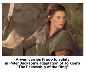 Arwen carries Frodo to safety in Peter Jackson's Fellowship of the Ring
