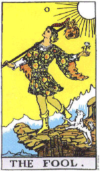 The Fool from the Rider-Waite tarot deck