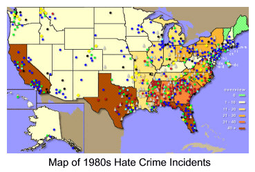 map of hate crime incidents in the 1980s