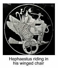 Hephaestus riding his winged chair