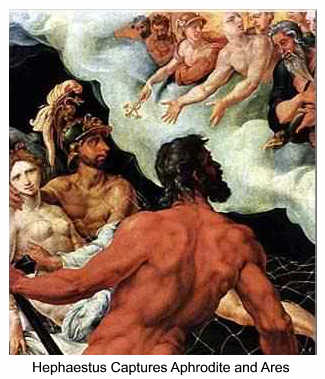 Hephaestus captures Aphrodite and Ares