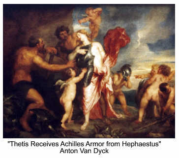 Thetis receives Achilles armor from Hephaestus