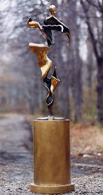 Bronze sculpture of Isadora Duncan dancing in the form of a ribbon