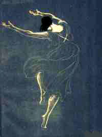 Painting of Isadora Duncan performing a grand jouan