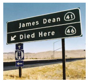 James Dean Died Here roadsign