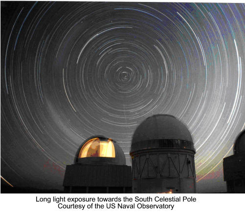 Light exposure of the southern celestial pole, courtesy of the US Naval Observatory