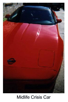 Red Corvette midlife crisis car