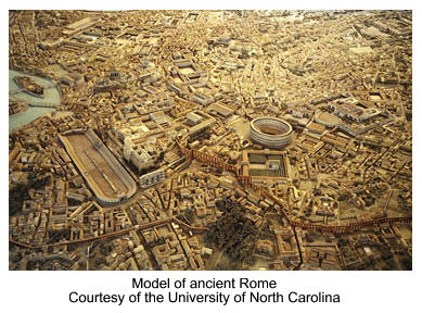 Aerial view of a model of ancient Rome courtesy of the University of North Carolina