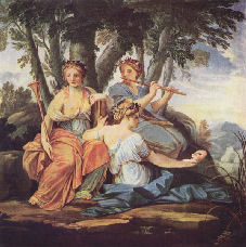 Die Musen Clie, Euterpe und Thalia by Eustache Le Sueur
